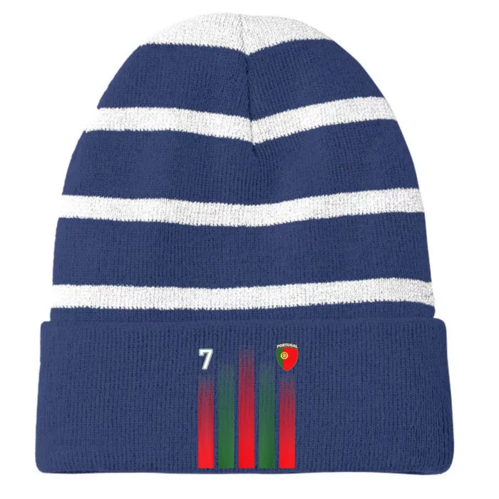 Portugal 7 Soocer Jersey Portugal Football Fan Soccer Striped Beanie with Solid Band