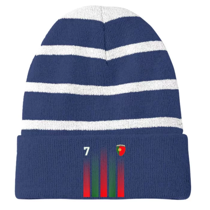 Portugal 7 Soocer Jersey Portugal Football Fan Socce Striped Beanie with Solid Band