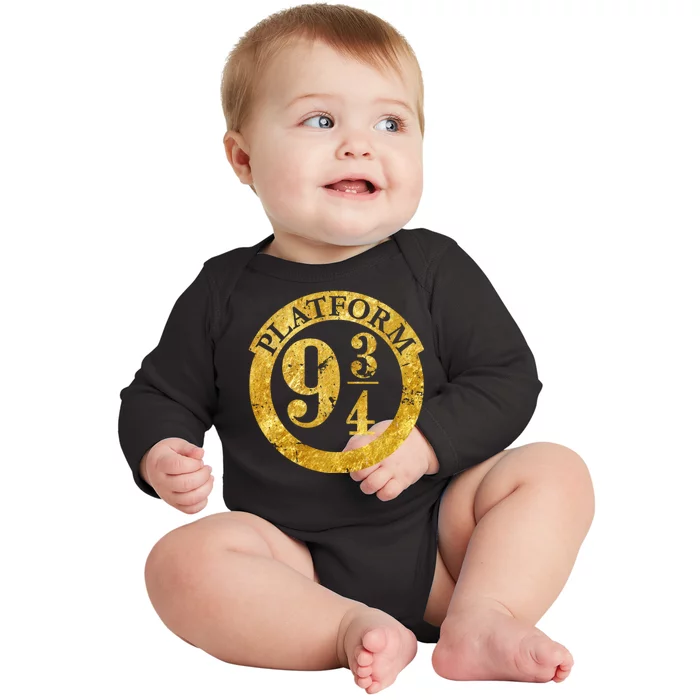 Platform 9 34 Golden Logo Baby Long Sleeve Bodysuit