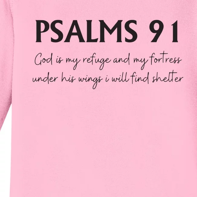 Psalms 91 Bible Verse Baby Long Sleeve Bodysuit