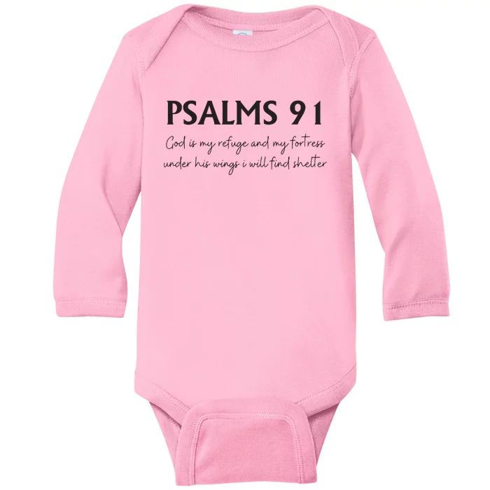 Psalms 91 Bible Verse Baby Long Sleeve Bodysuit