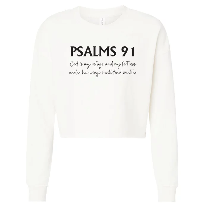 Psalms 91 Bible Verse Cropped Pullover Crew