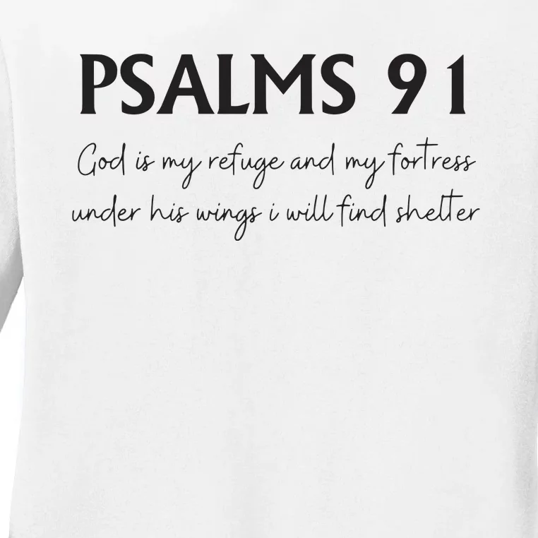 Psalms 91 Bible Verse Ladies Long Sleeve Shirt