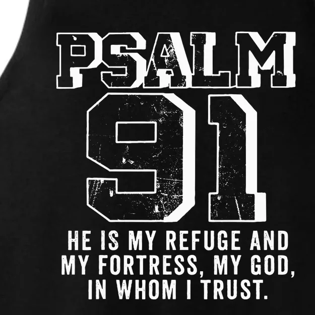 Psalm 91 Christian Bible Verse God Is My Refuge Psalm 91 Ladies Tri-Blend Wicking Tank