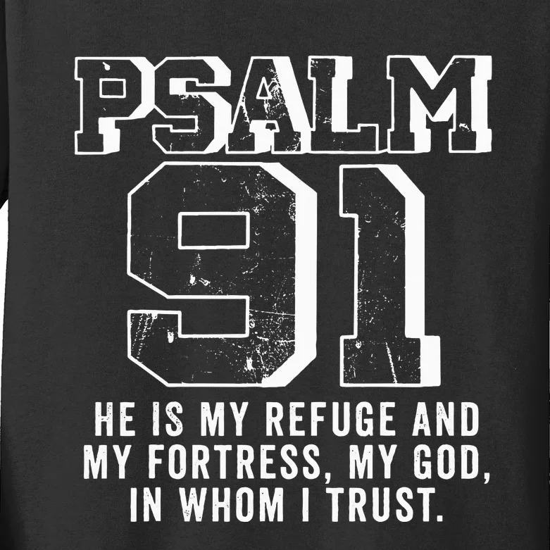 Psalm 91 Christian Bible Verse God Is My Refuge Psalm 91 Kids Long Sleeve Shirt