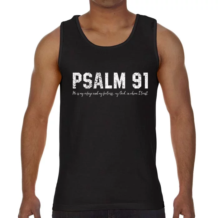 Psalm 91 He Is My Refuge And My Fortress Christian Sport Mom Comfort Colors® Tank Top