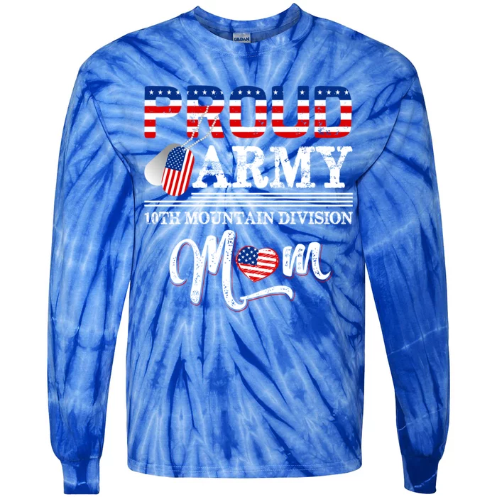 Proud Army 10th Mountain Division Mom Gift Tie-Dye Long Sleeve Shirt