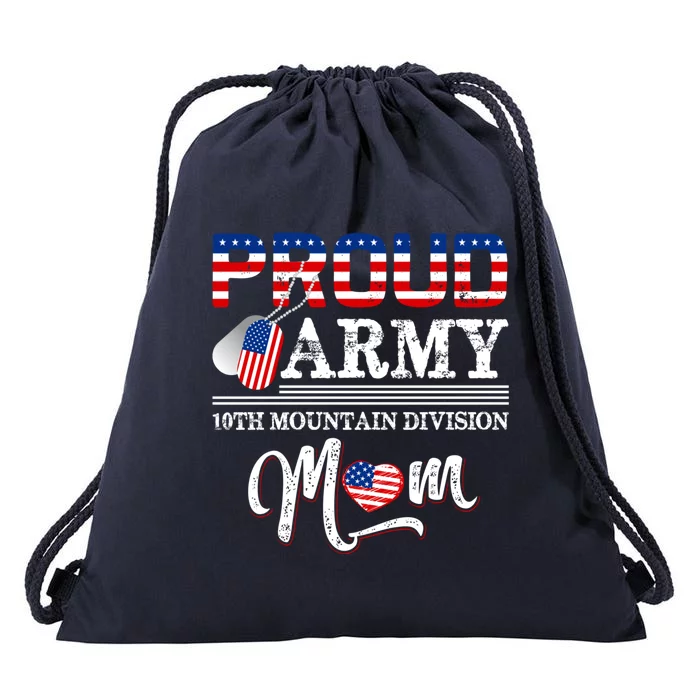 Proud Army 10th Mountain Division Mom Great Gift Drawstring Bag