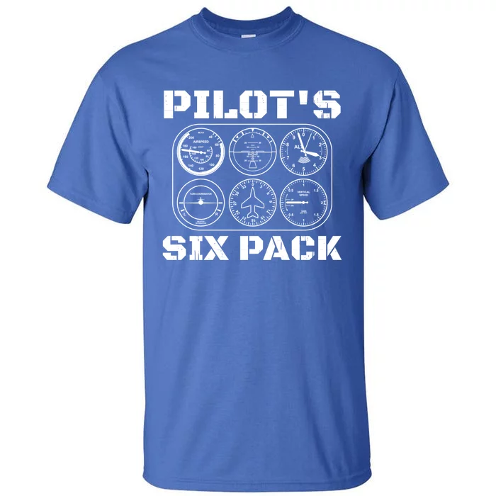 Pilot Aviation 6 Pack Flight Airplane I Sixpack Pilots Gift Tall T-Shirt