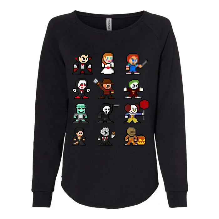 Pixel Art 8Bit Horror Halloween Scary Character Video Games Womens California Wash Sweatshirt