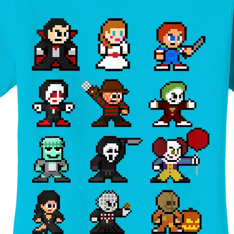 Pixel Art 8Bit Horror Halloween Scary Character Video Games Women's T-Shirt