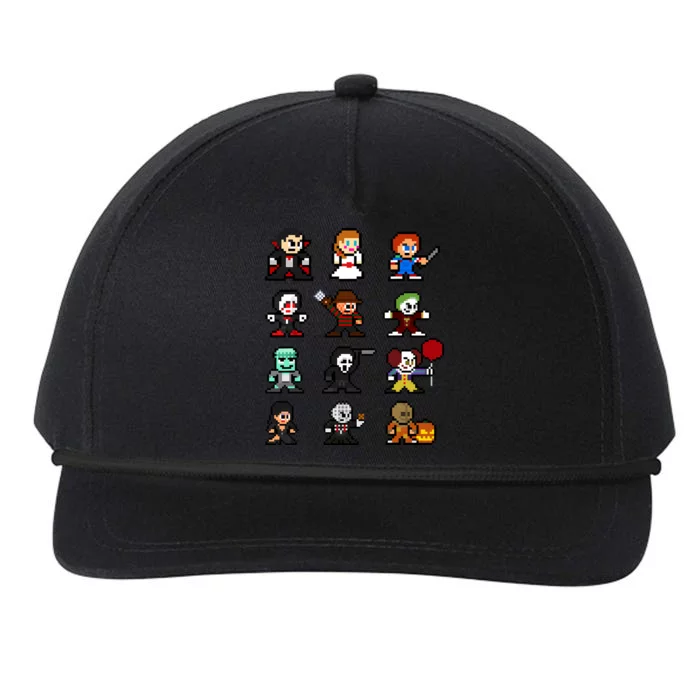 Pixel Art 8bit Horror Halloween Scary Character Video Games Snapback Five-Panel Rope Hat