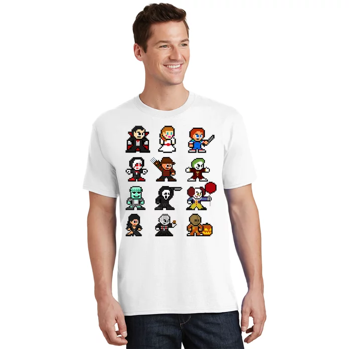 Pixel Art 8bit Horror Halloween Scary Character Video Games T-Shirt