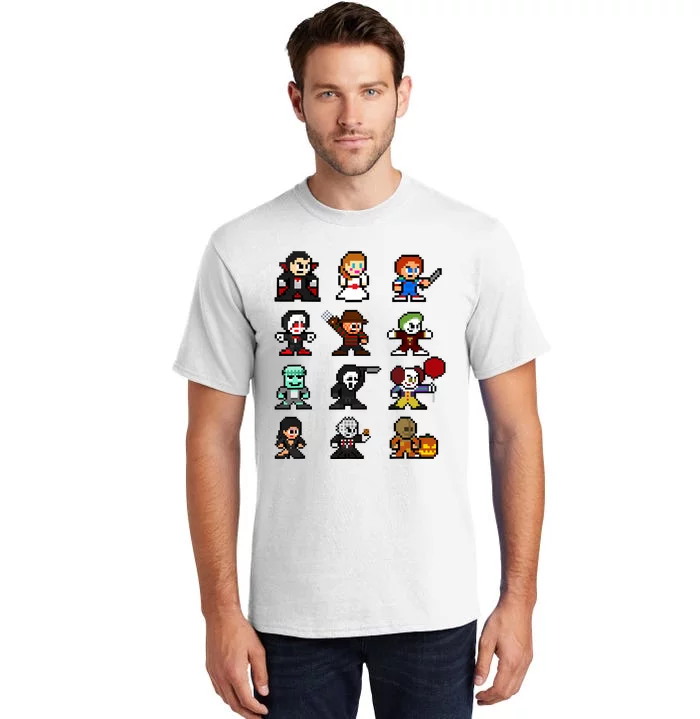 Pixel Art 8bit Horror Halloween Scary Character Video Games Tall T-Shirt