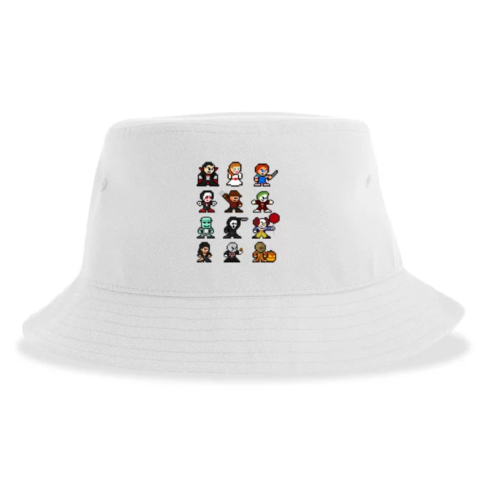 Pixel Art 8bit Horror Halloween Scary Character Video Games Sustainable Bucket Hat