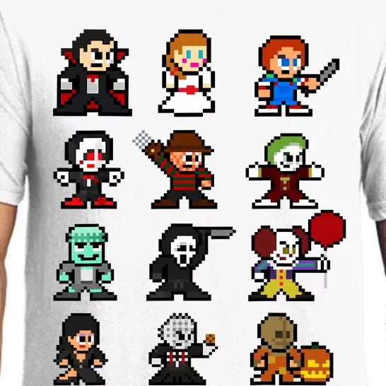 Pixel Art 8bit Horror Halloween Scary Character Video Games Pajama Set