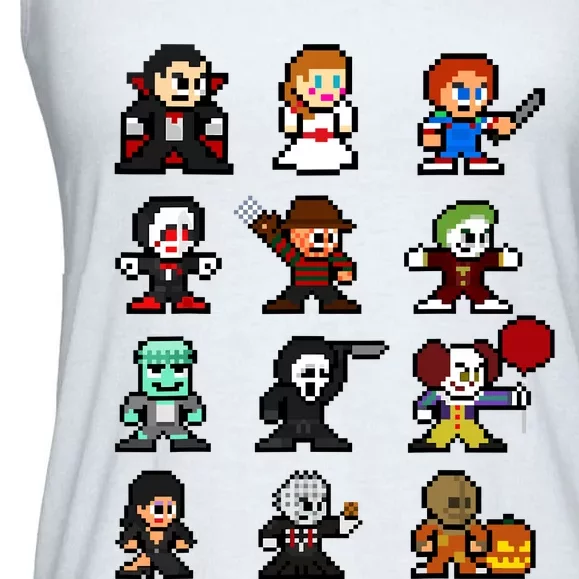 Pixel Art 8bit Horror Halloween Scary Character Video Games Ladies Essential Flowy Tank