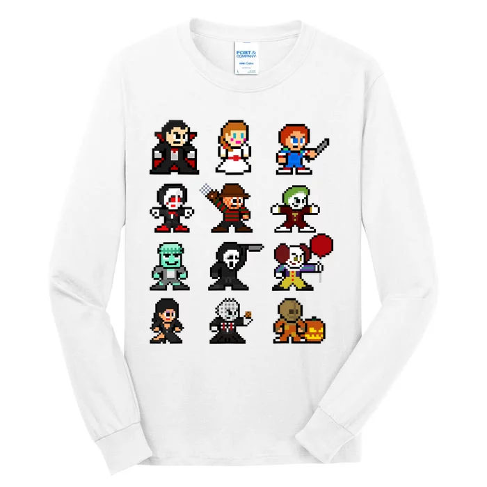 Pixel Art 8bit Horror Halloween Scary Character Video Games Tall Long Sleeve T-Shirt