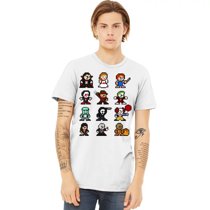 Pixel Art 8bit Horror Halloween Scary Character Video Games Premium T-Shirt