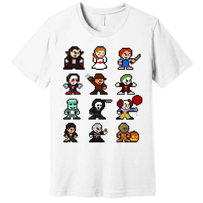 Pixel Art 8bit Horror Halloween Scary Character Video Games Premium T-Shirt