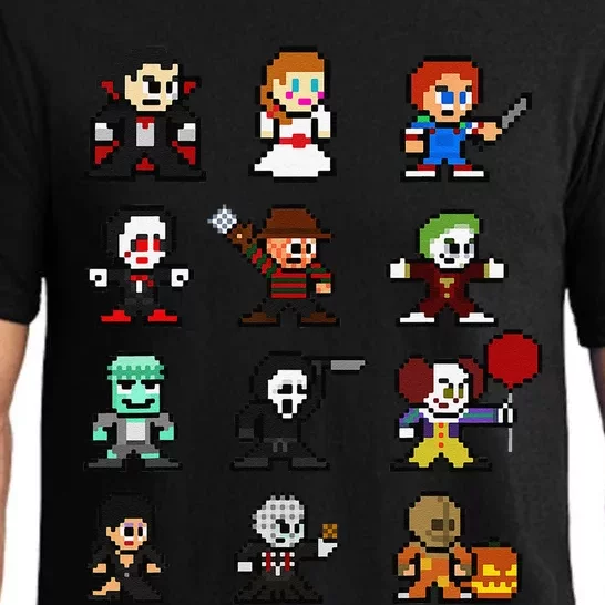 Pixel Art 8Bit Horror Halloween Scary Character Video Games Pajama Set