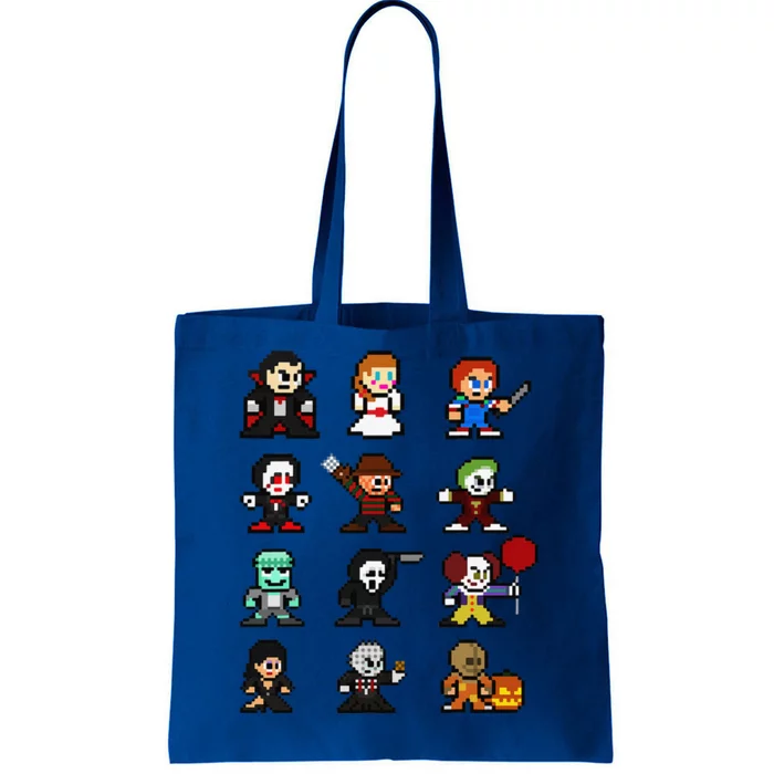 Pixel Art 8Bit Horror Halloween Scary Character Video Games Tote Bag