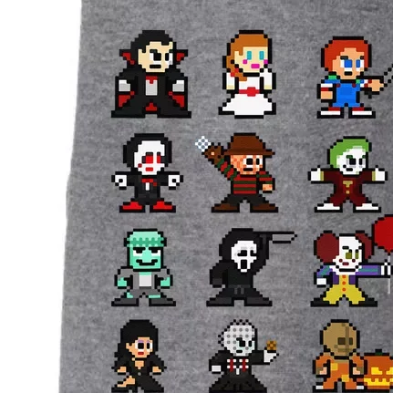 Pixel Art 8Bit Horror Halloween Scary Character Video Games Doggie 3-End Fleece Hoodie