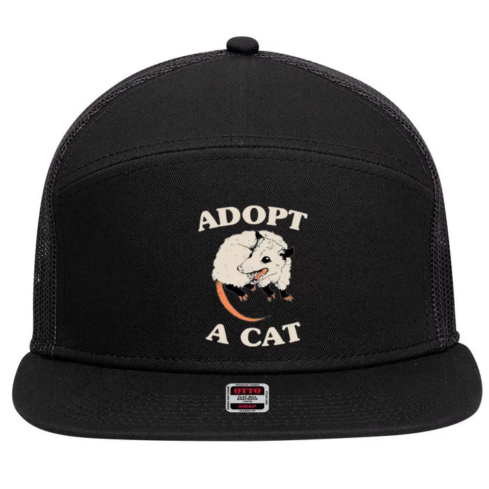 Possum Adopt A Cat Cute Opossums Team Trash Vibes 7 Panel Mesh Trucker Snapback Hat