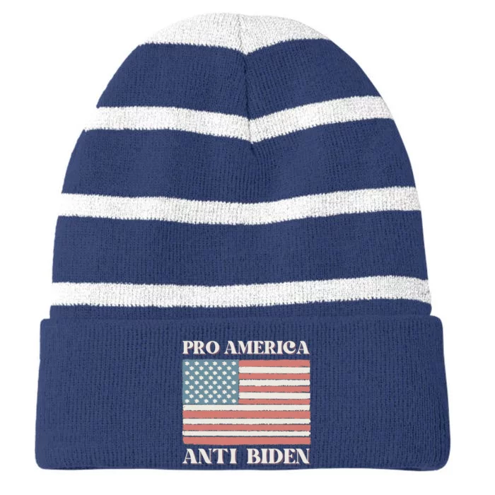 Pro America Anti Biden Striped Beanie with Solid Band