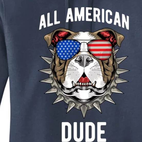 Pitbull All American Dude American Flag Sunglasses 4th Of Ju Gift Women's Pullover Hoodie