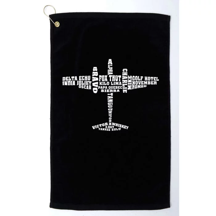 Phonetic Alphabet Airplane Pilot Plane Aviation Novelty Gift Platinum Collection Golf Towel