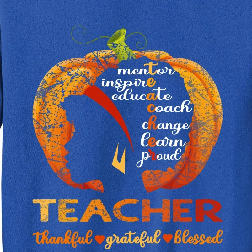 Pumpkin Afro American Teacher Thankful Grateful Blessed Gift Sweatshirt