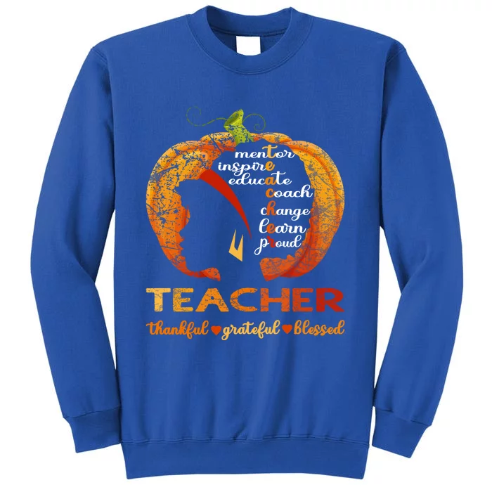 Pumpkin Afro American Teacher Thankful Grateful Blessed Gift Sweatshirt