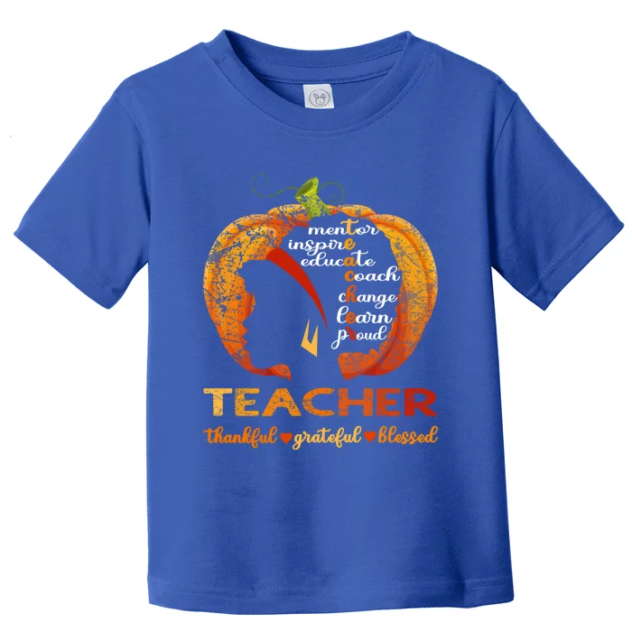 Pumpkin Afro American Teacher Thankful Grateful Blessed Gift Toddler T-Shirt