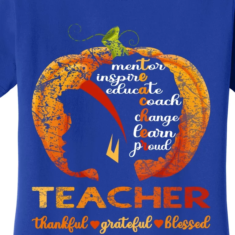 Pumpkin Afro American Teacher Thankful Grateful Blessed Gift Women's T-Shirt