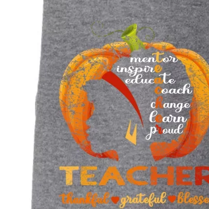 Pumpkin Afro American Teacher Thankful Grateful Blessed Gift Doggie 3-End Fleece Hoodie