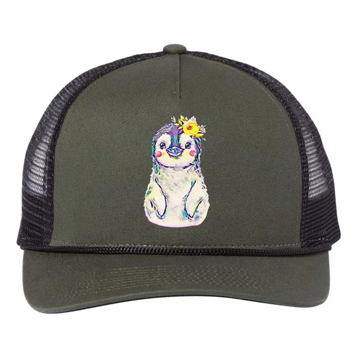 Penguin Antarctica Animals Flightless Bird Motif Penguins Gift Retro Rope Trucker Hat Cap