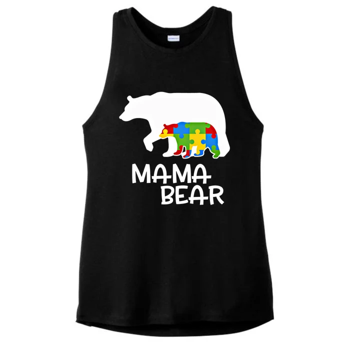 Positive Autism Awareness Support Mama Bear Autistic Mother Gift Ladies Tri-Blend Wicking Tank