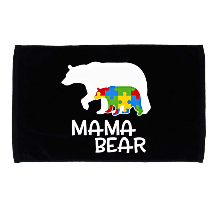 Positive Autism Awareness Support Mama Bear Autistic Mother Gift Microfiber Hand Towel