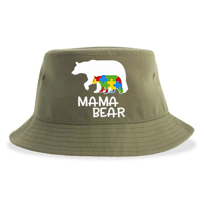 Positive Autism Awareness Support Mama Bear Autistic Mother Gift Sustainable Bucket Hat