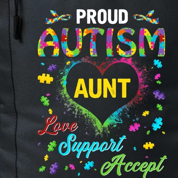 Proud Autism Aunt Love Support Accept Help Awareness Daily Commute Backpack