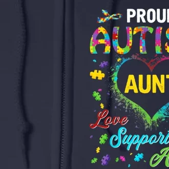 Proud Autism Aunt Love Support Accept Help Awareness Full Zip Hoodie