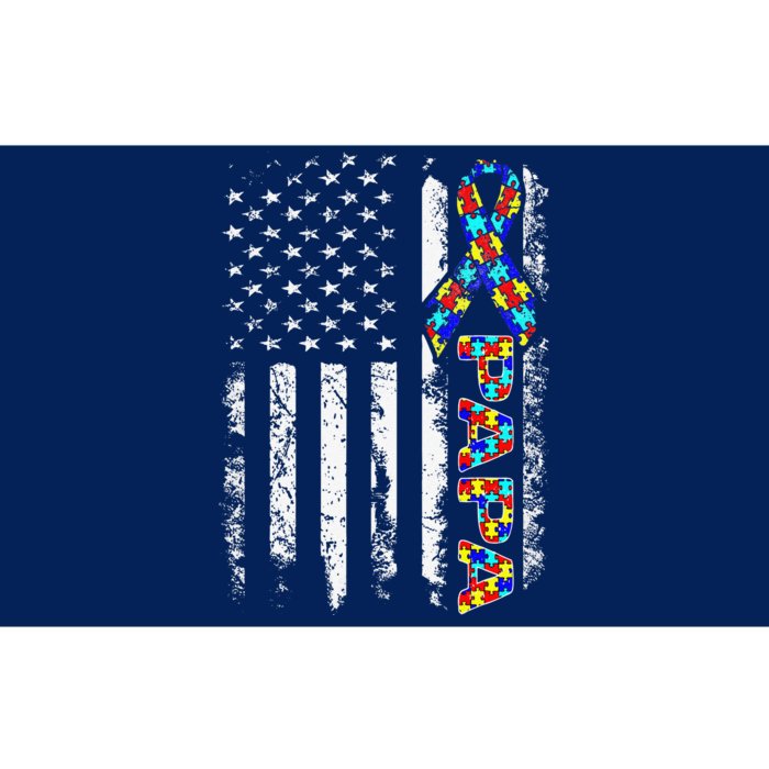 Papa Autism Awareness American Flag Fathers Day For Dad Papa Bumper Sticker