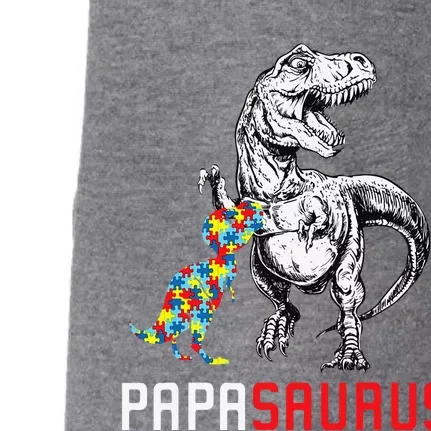 Papasaurus Autism Awareness Papa Saurus Family Gift Doggie 3-End Fleece Hoodie