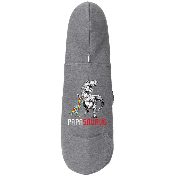 Papasaurus Autism Awareness Papa Saurus Family Gift Doggie 3-End Fleece Hoodie