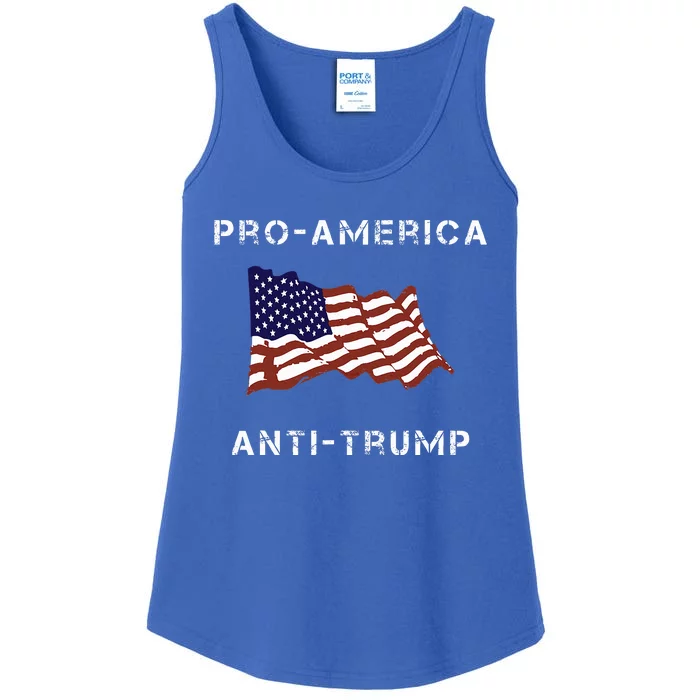 Proamerica Antitrump American Usa Flag Ladies Essential Tank