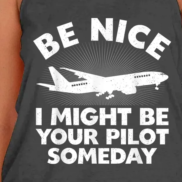 Pilot Aviation Airplane Pilot Women's Knotted Racerback Tank