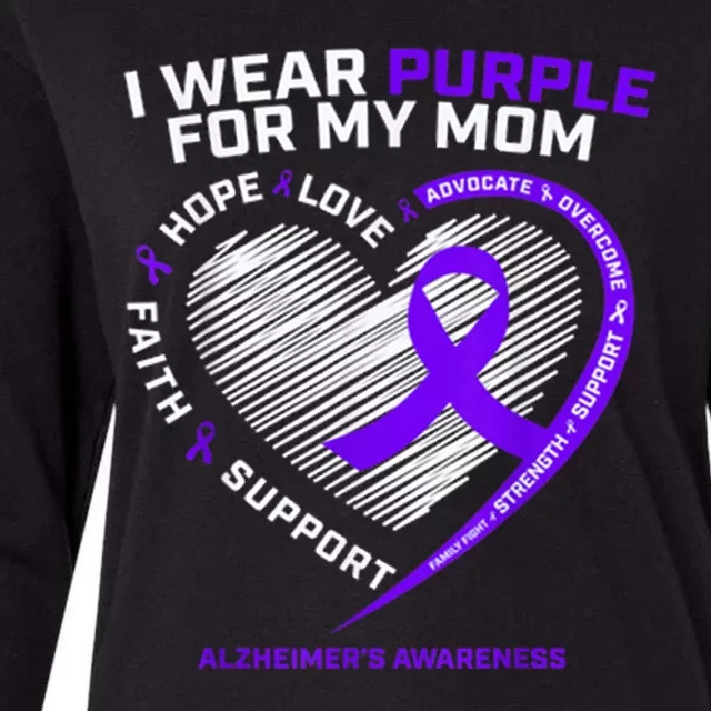 Purple Alzheimers Awareness Products Mom Gifts Womens Cotton Relaxed Long Sleeve T-Shirt