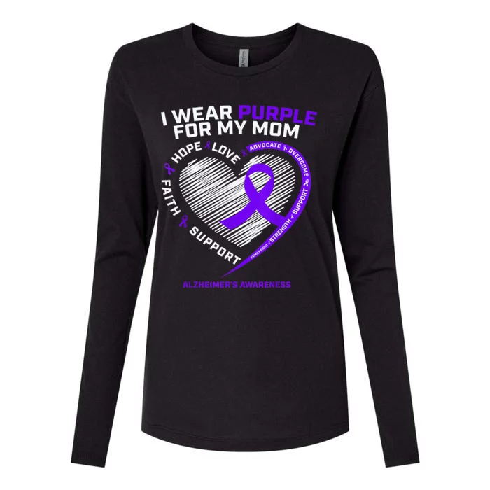 Purple Alzheimers Awareness Products Mom Gifts Womens Cotton Relaxed Long Sleeve T-Shirt