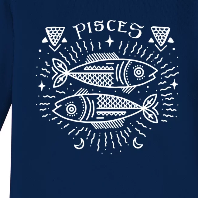 Pisces Astrology And Zodiac Sign Drawn Artwork / Pisces Tarot Gift Baby Long Sleeve Bodysuit